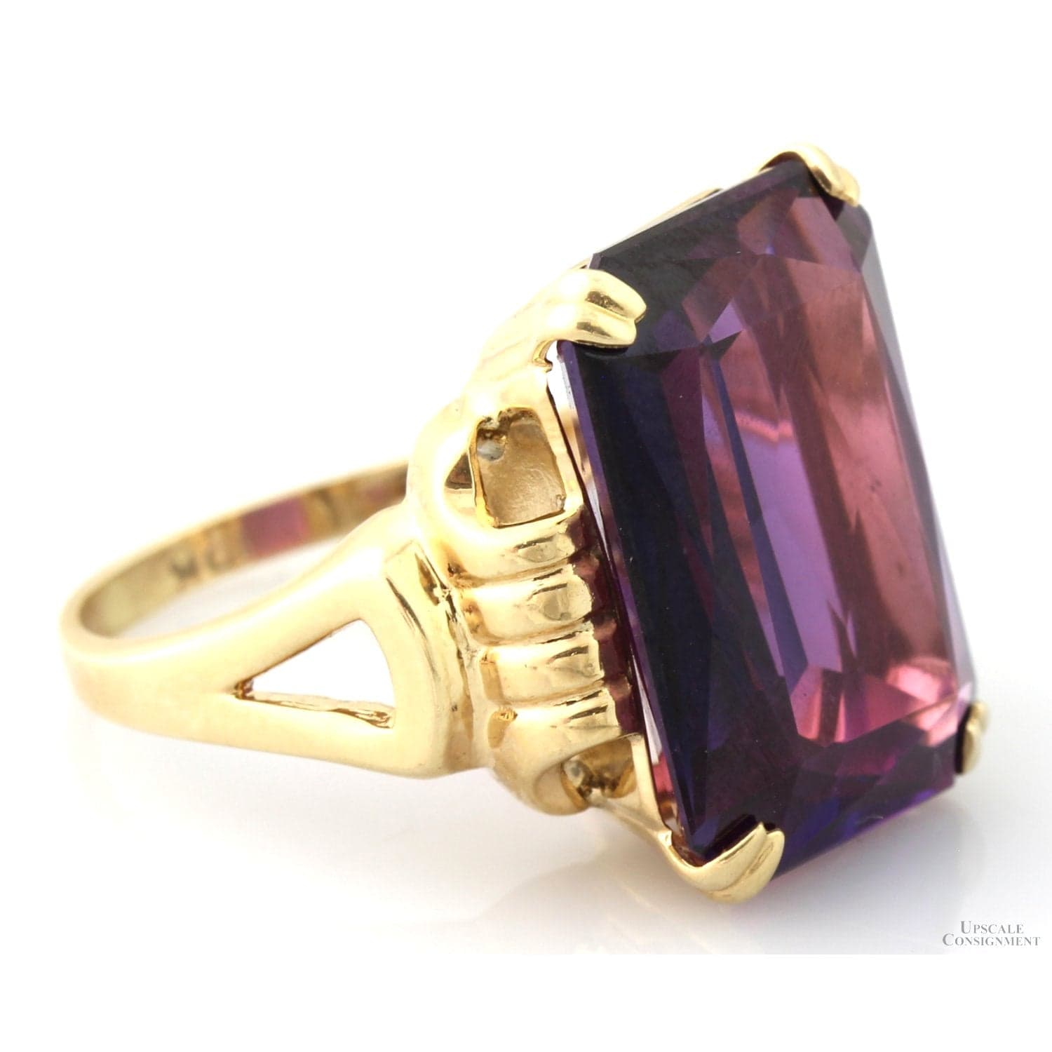 1920s Art Deco Synthetic Purple Sapphire Ring - 10K Gold - Size 6.25 - Thumbnail 3