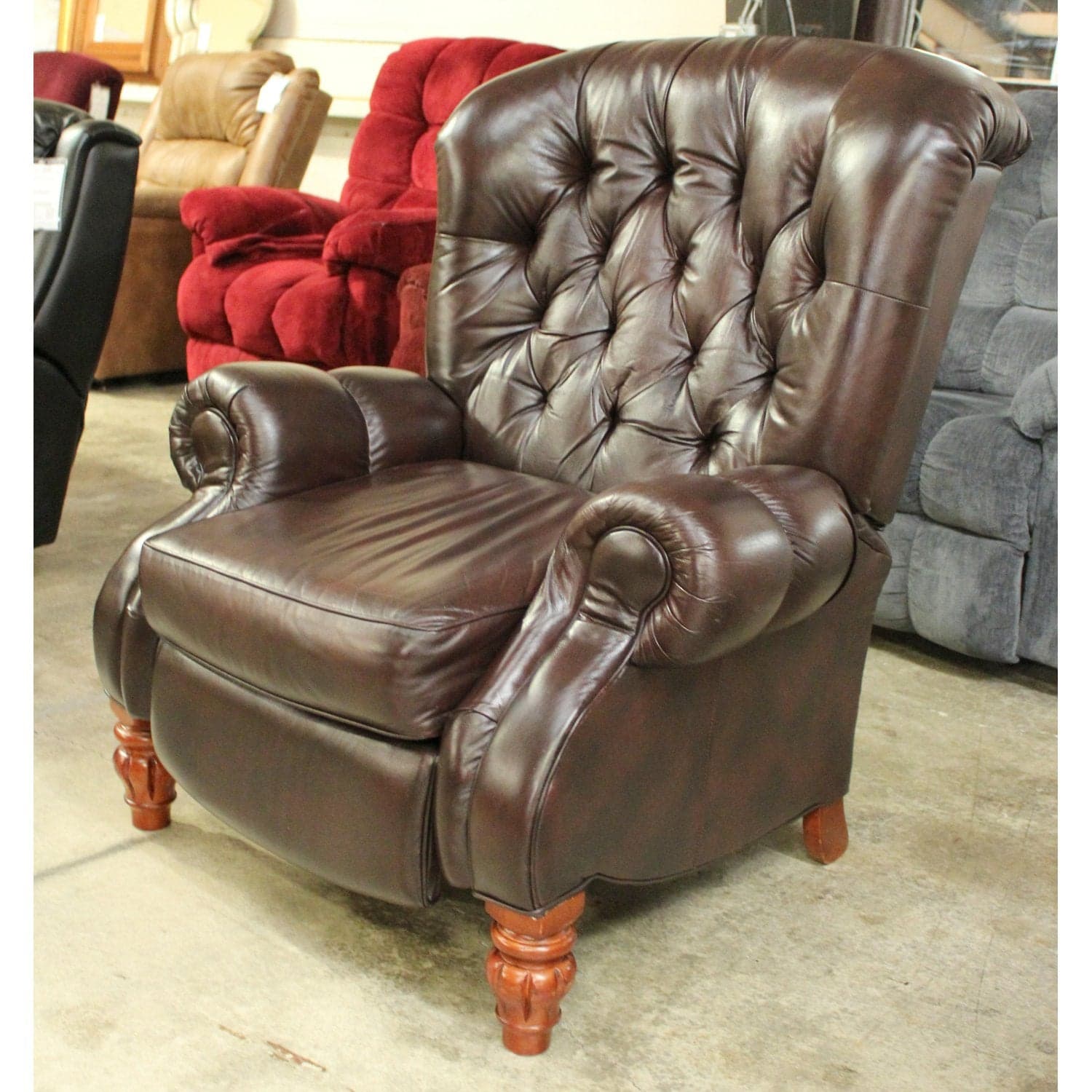 Ashley Tufted Brown Leather/Vinyl Match Recliner - Brown - Thumbnail 3