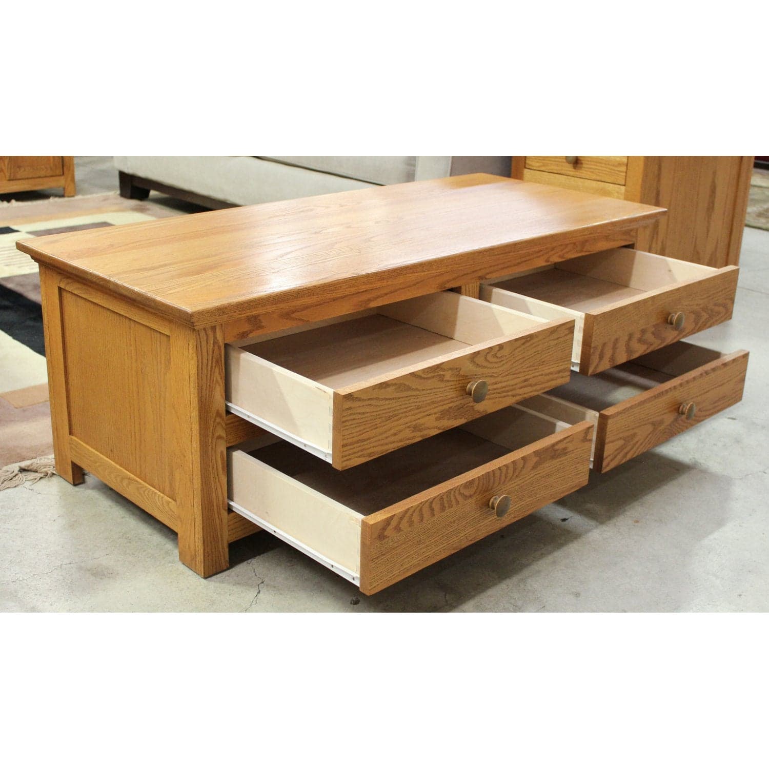 Oak Four Drawer Coffee Table - Thumbnail 4