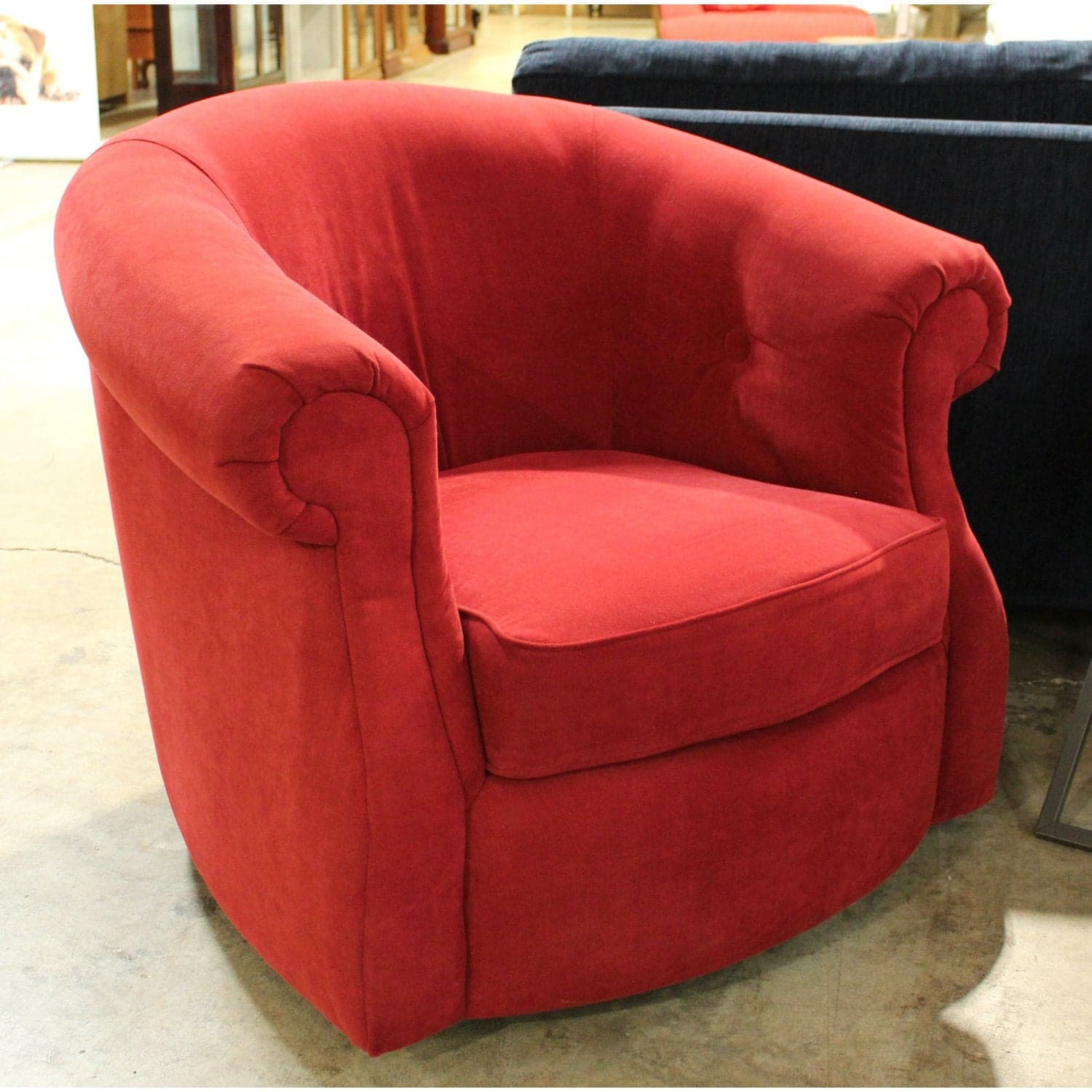 La-Z-Boy Red Swivel Barrel Chair - Red - Thumbnail 2
