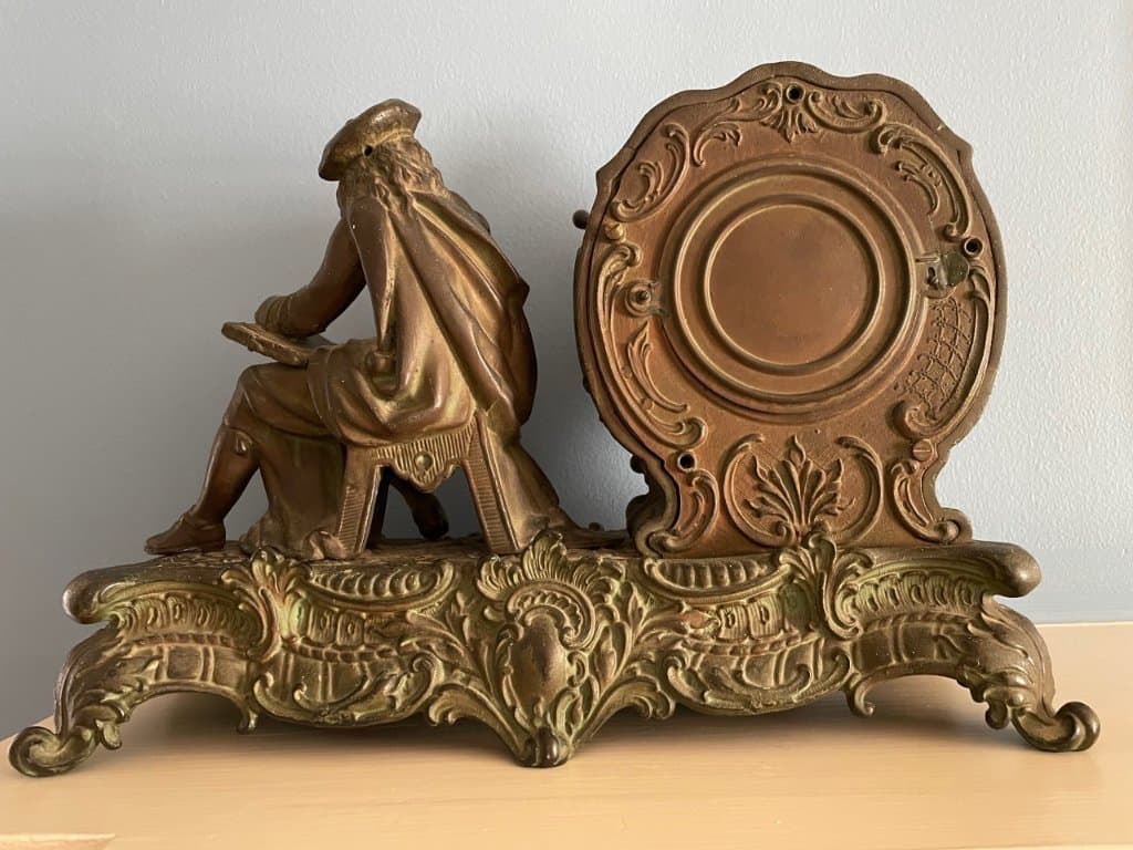 French Mantel 19th Century Clock Sculpture w Key JS45-10764 - Thumbnail 2