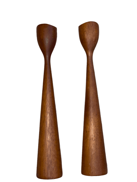 Pair of Danish Modern Teak Candlesticks SK92a-30 - Image 1