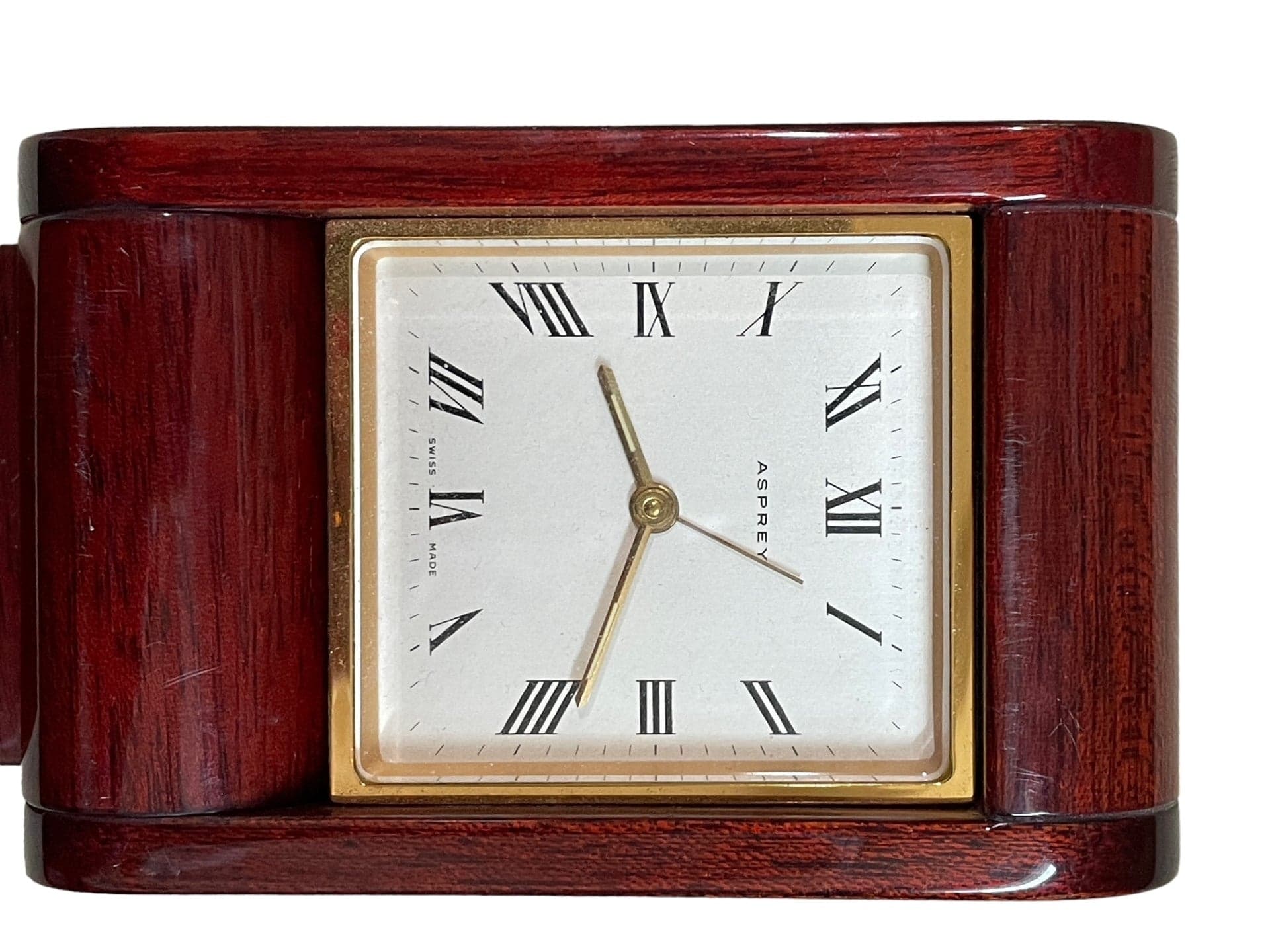 Vintage Antique Asprey Swiss Quartz Rosewood Case Folding Travel Watch Clock - Thumbnail 9