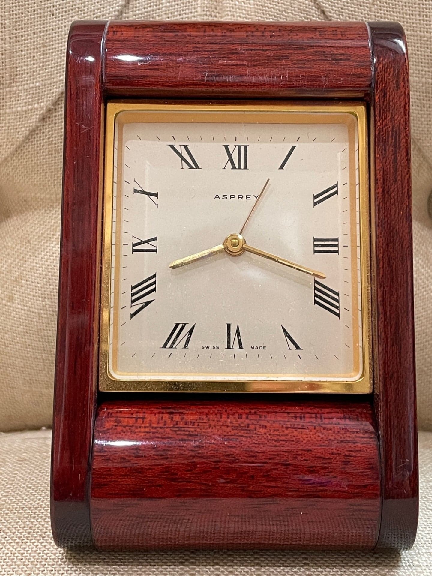 Vintage Antique Asprey Swiss Quartz Rosewood Case Folding Travel Watch Clock - Thumbnail 6
