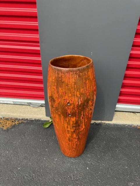 Carved & Polychrome Painted Antique African Conga Drum Vase JD235-6 - Thumbnail 5