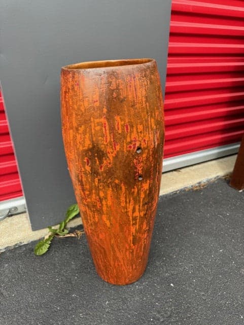 Carved & Polychrome Painted Antique African Conga Drum Vase JD235-6 - Thumbnail 6