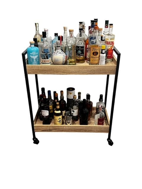 Rolling Wood Cart/Barcart w/2 Shelves JB240-40 - Image 1
