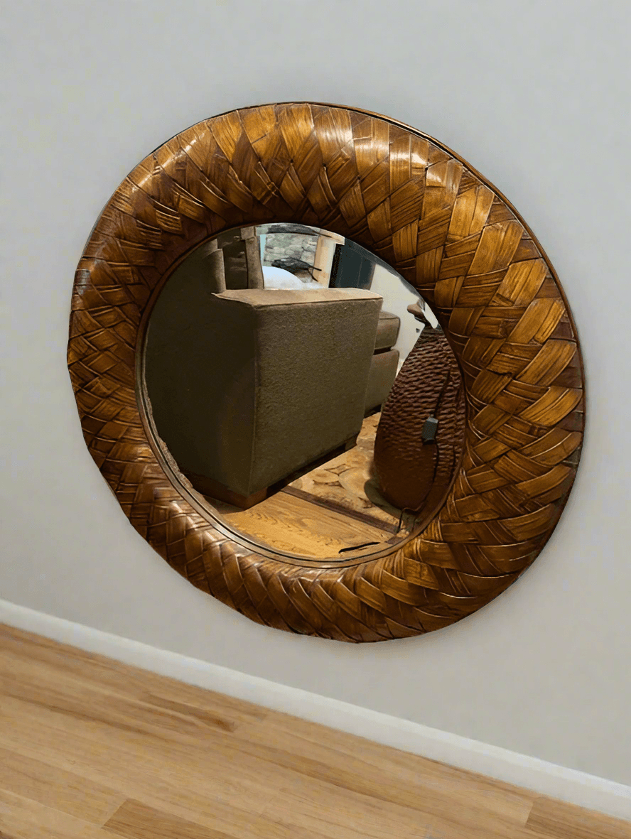 Round Large Braided Rattan Mirror SH265-2 - Image 1