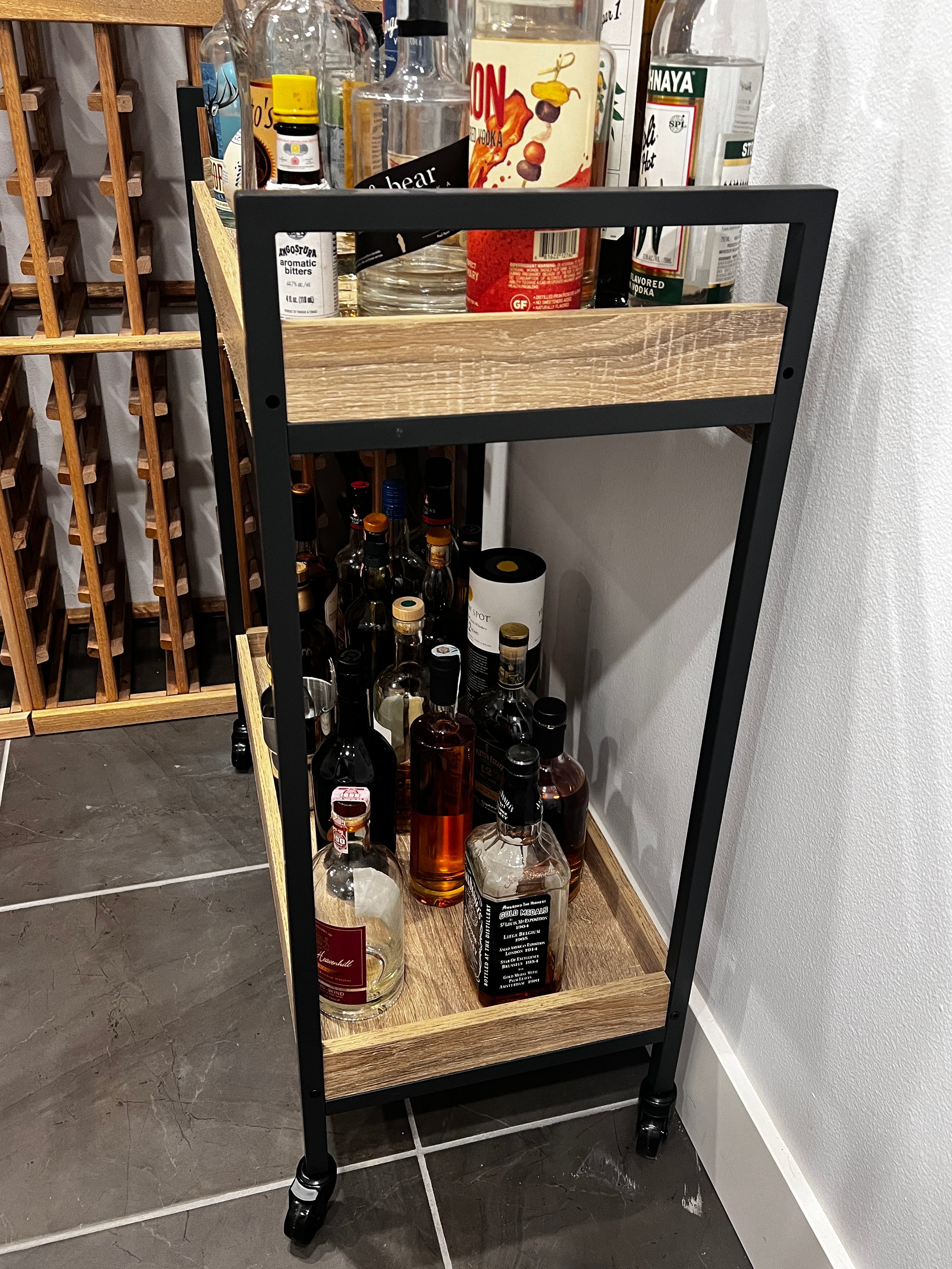 Rolling Wood Cart/Barcart w/2 Shelves JB240-40 - Thumbnail 4