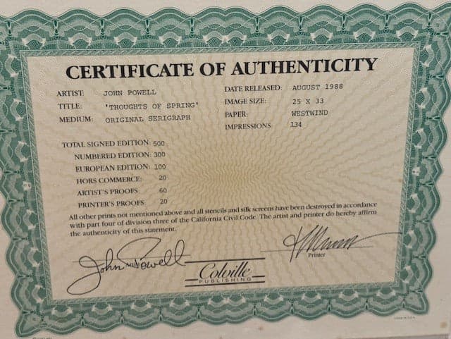 John Powell "Thoughts of Spring" Original Serigraph AP Signed Numbered Art SH265-17 - Thumbnail 7