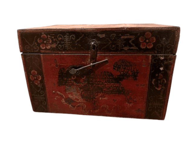 Pair 1800s Rare Antique Chinese Hand Painted Wedding Boxes SH265-26 - Thumbnail 6