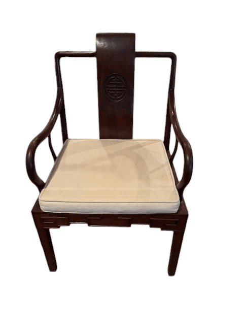 Oriental Antique Asian Scroll Backrest w Ming Character Chair c 1920 SH265-30 - Thumbnail 2