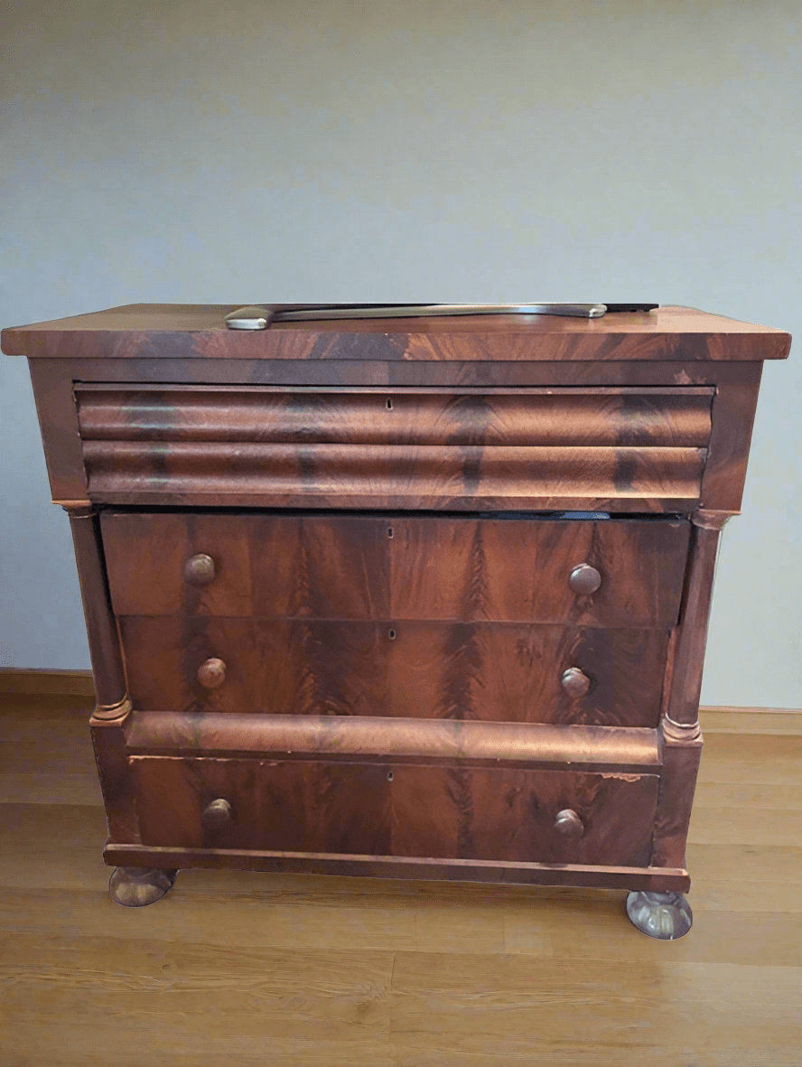 Empire Style Mahogany Wood Bureau Chest Dresser SH265-35 - Image 1