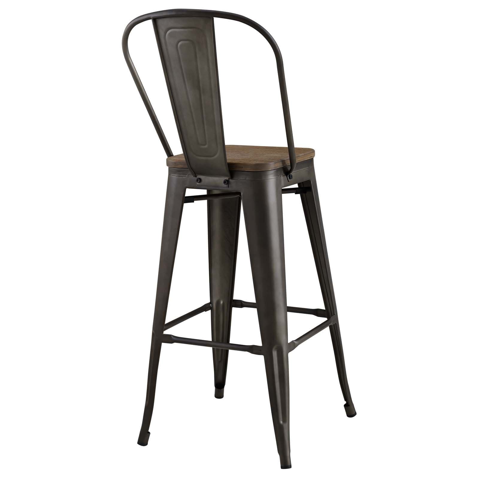 Modway Promenade Metal Kitchen Bar Stool in Brown FFE258-123 - Thumbnail 4