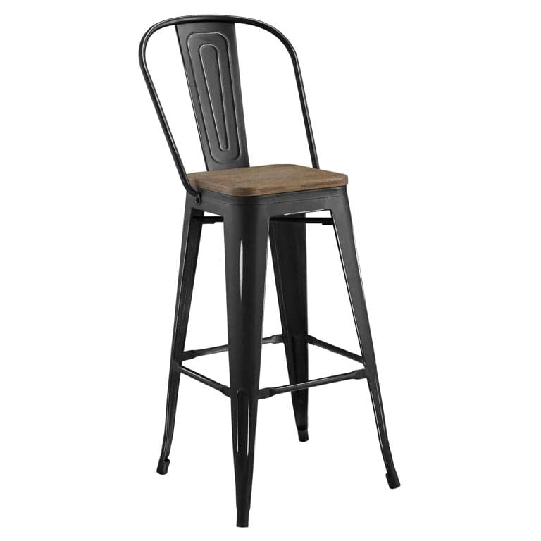Modway Promenade Metal Kitchen Bar Stool in Brown FFE258-123 - Thumbnail 3