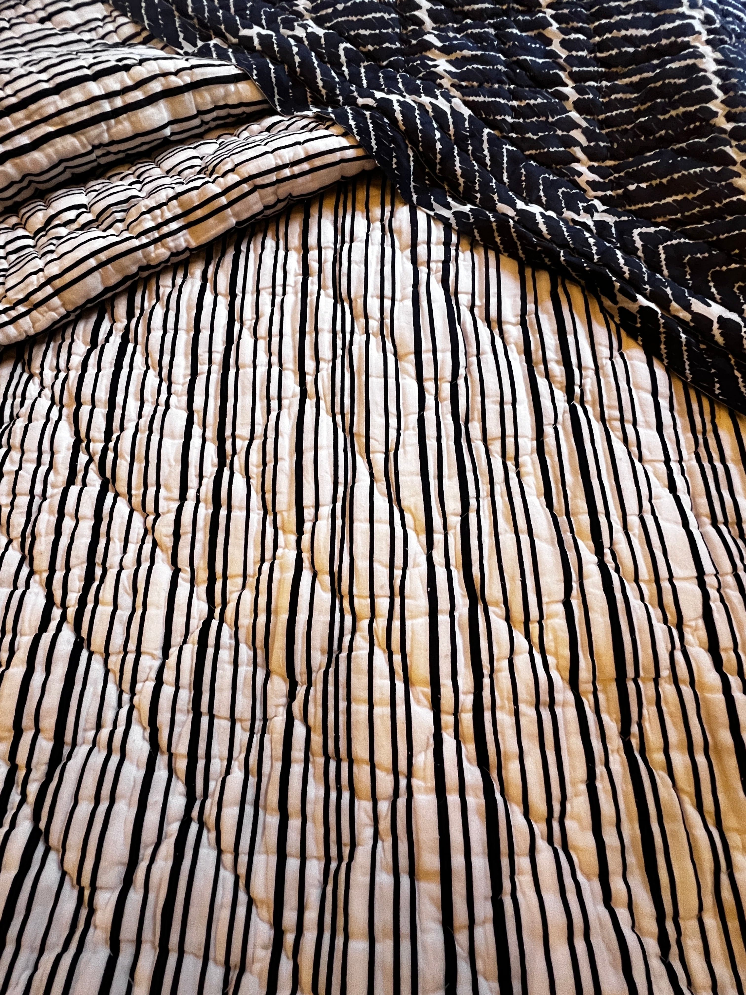 John Robshaw Blue & White Reversible Queen Quilt JB240-49 - Thumbnail 2