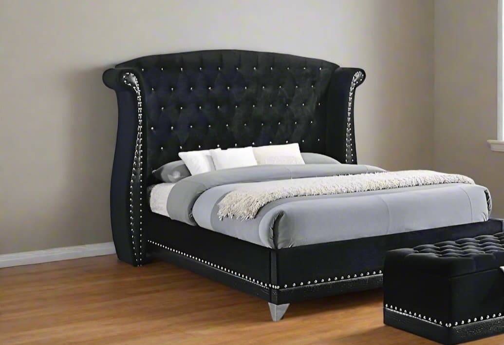 Coaster Black Tufted Barzini Bedroom Queen Headboard w/o Wingback FFE258-185 - Image 1