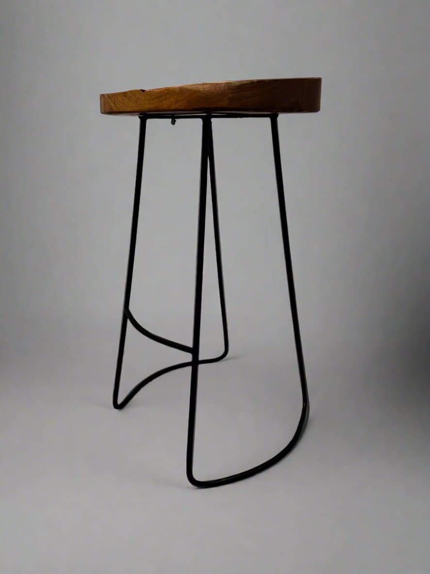 Wood Bar Stool w/Black Metal Base RN268-3 - Thumbnail 3