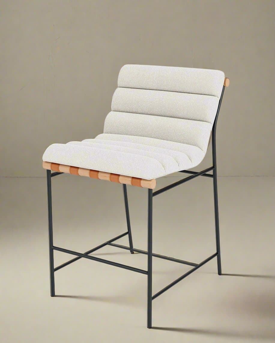 Denver Modern Vail Walnut/ White Boucle Counter Stool FFE258-254 - Image 1