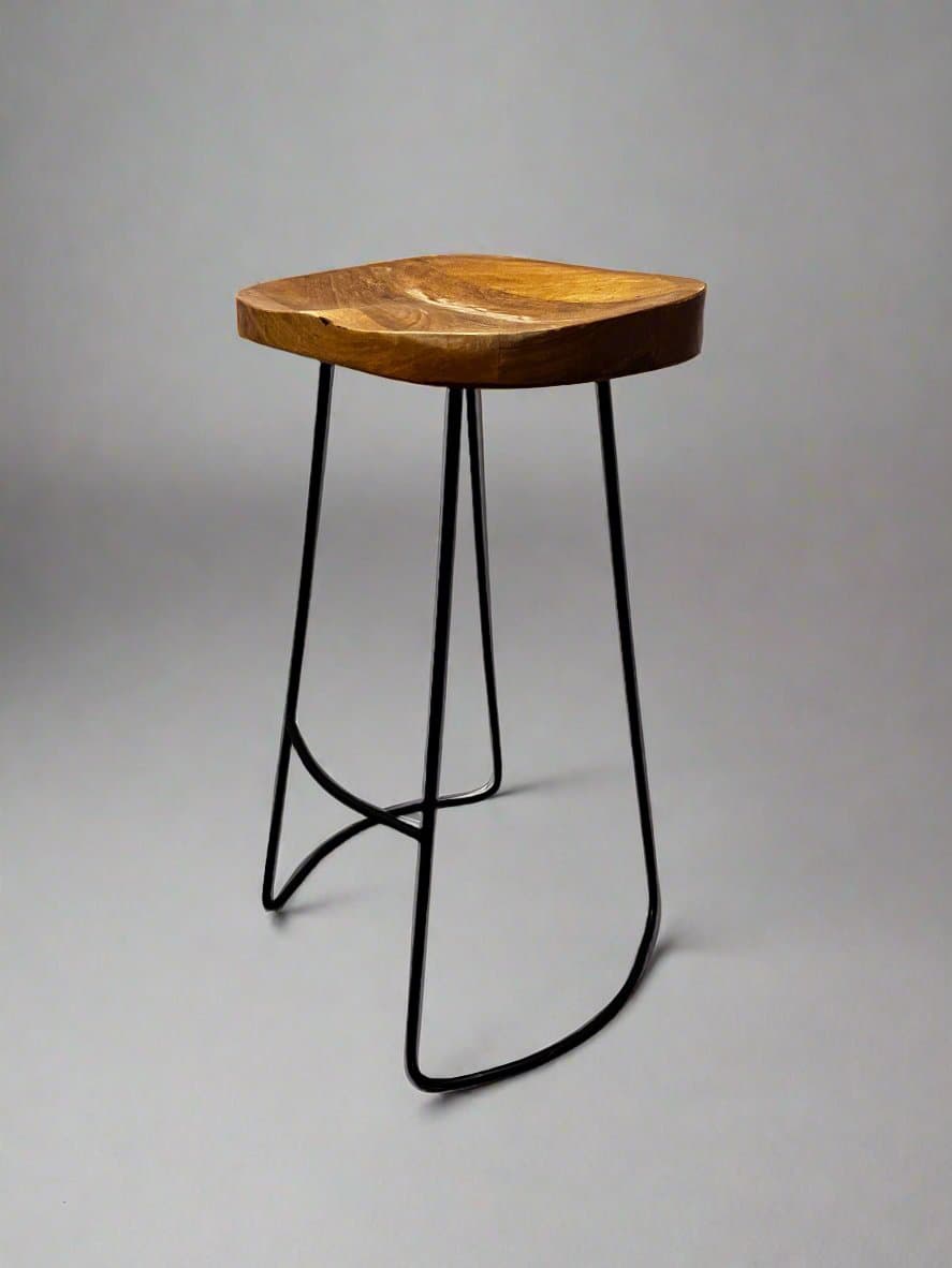 Wood Bar Stool w/Black Metal Base RN268-3 - Thumbnail 4