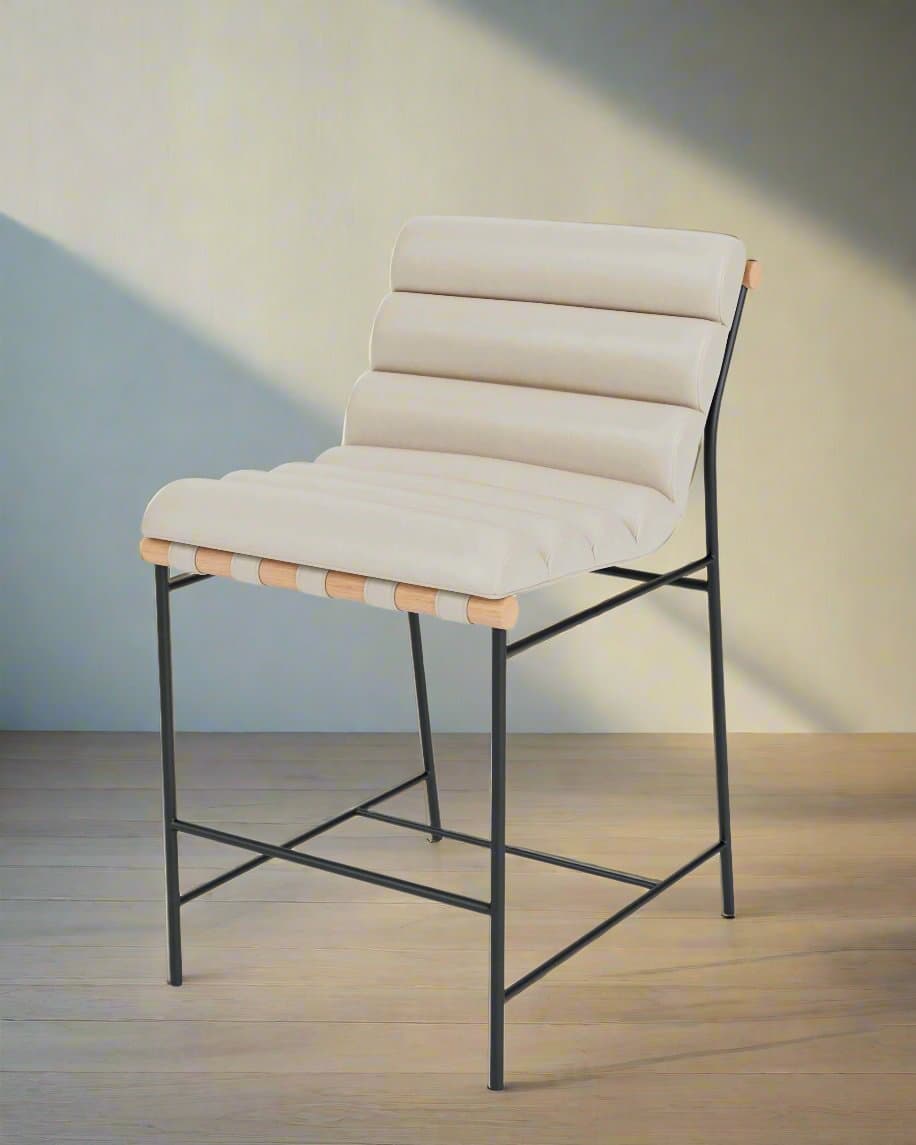 Denver Modern Vail Bar Stool Pearl Leather/White Oak FFE258-265 - Image 1