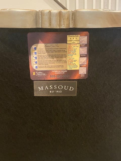 Pair Massoud Beige Leather Captain Fortuni Blush/Gold Silk Wing Chairs KK270-12 - Thumbnail 5