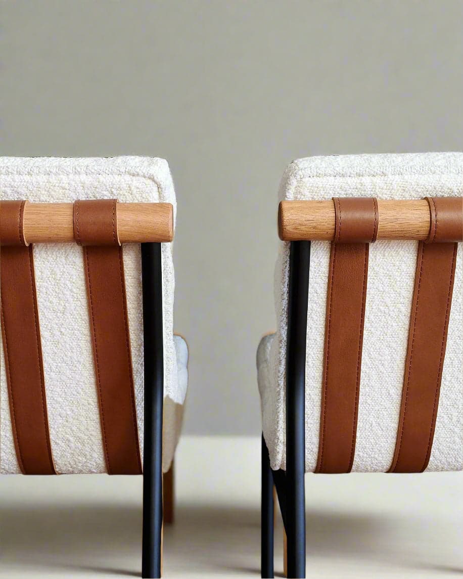 Denver Modern Vail Bar Stool White Oak White Boucle Upholstered FFE258-403 - Thumbnail 2