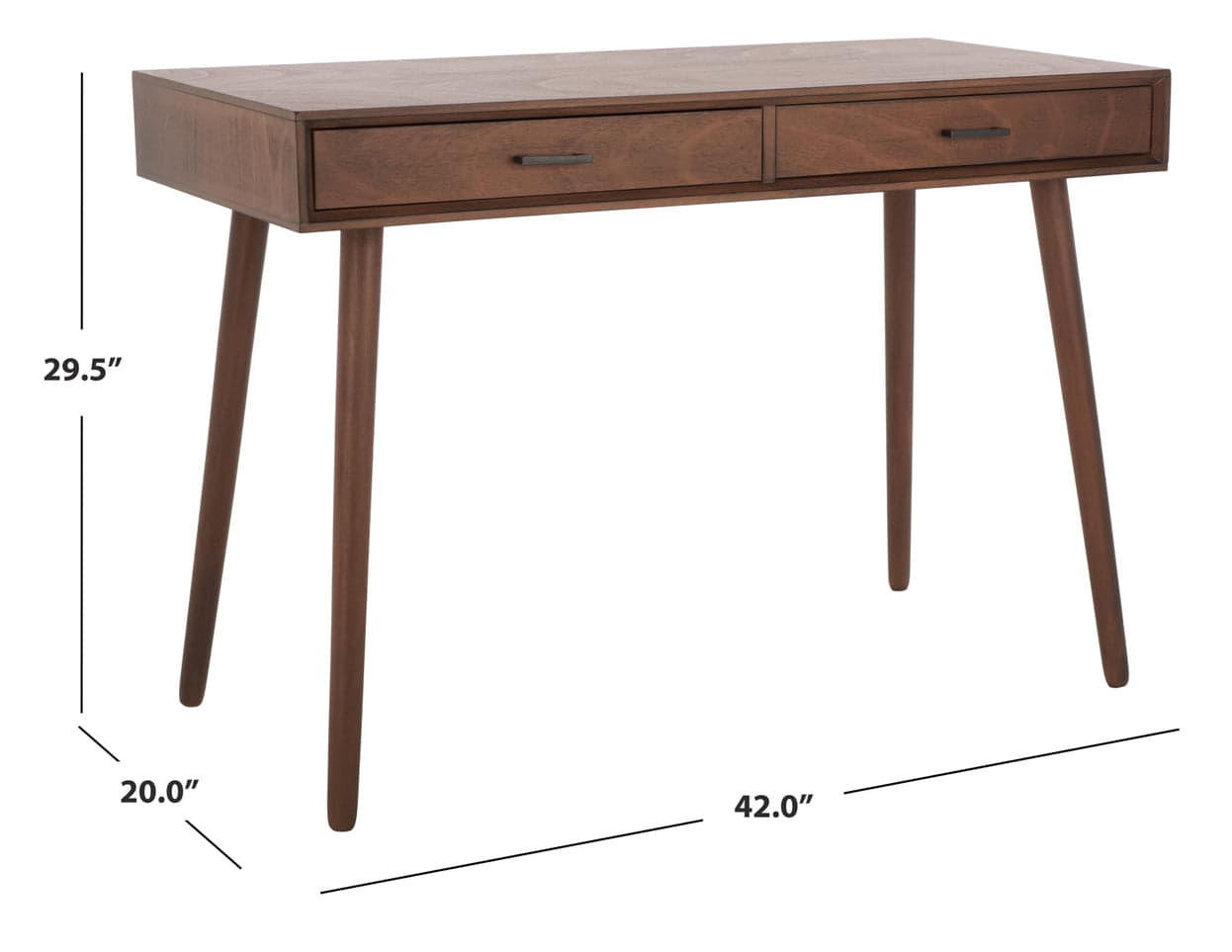 Safavieh O'Dwyer 2 Drawer Tapered Legged Brown Desk FFE258-513 - Thumbnail 4
