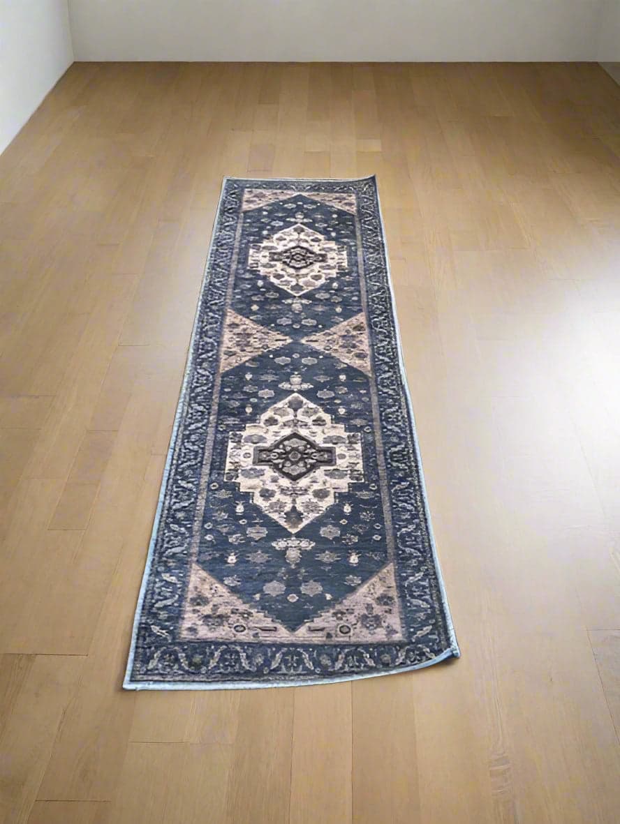 Nourisan Brilliance Machine Washable Denim 2x6 Persian Runner Area Rug FFE258-517 - Image 1