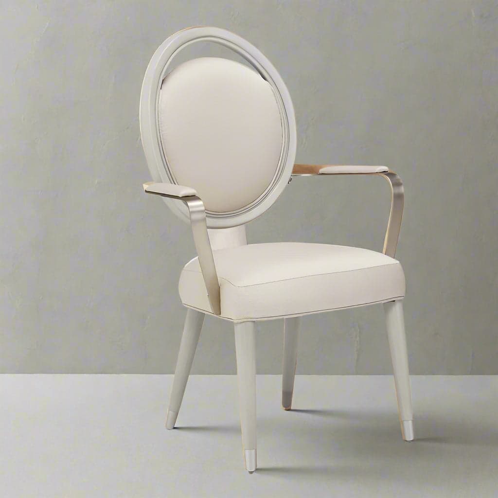 5 Michael Amini Eclipse Wood Gray Upholstered Side & Arm Dining Chairs FFE258-518 - Image 1