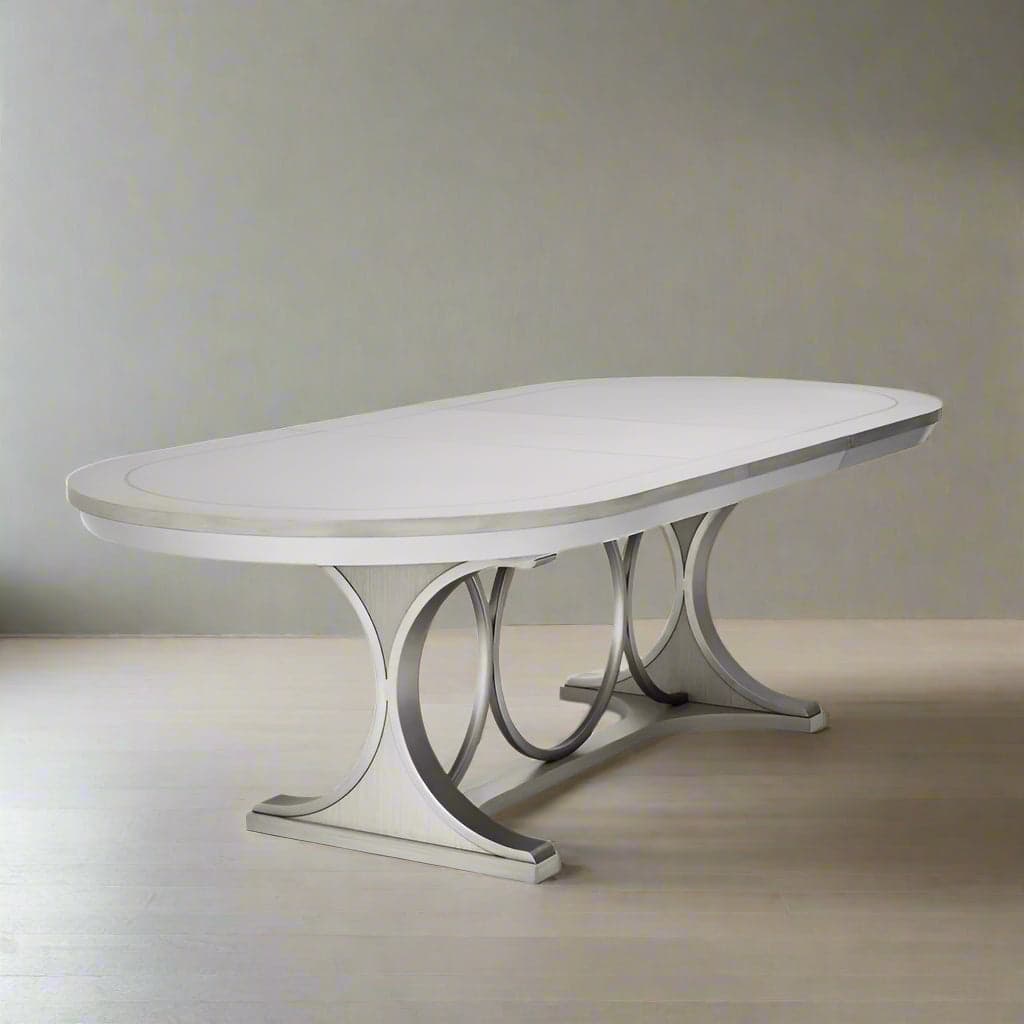 Michael Amini Eclipse Oval Stainless Steel/Wood Moonlight Dining Table FFE258-519 - Image 1