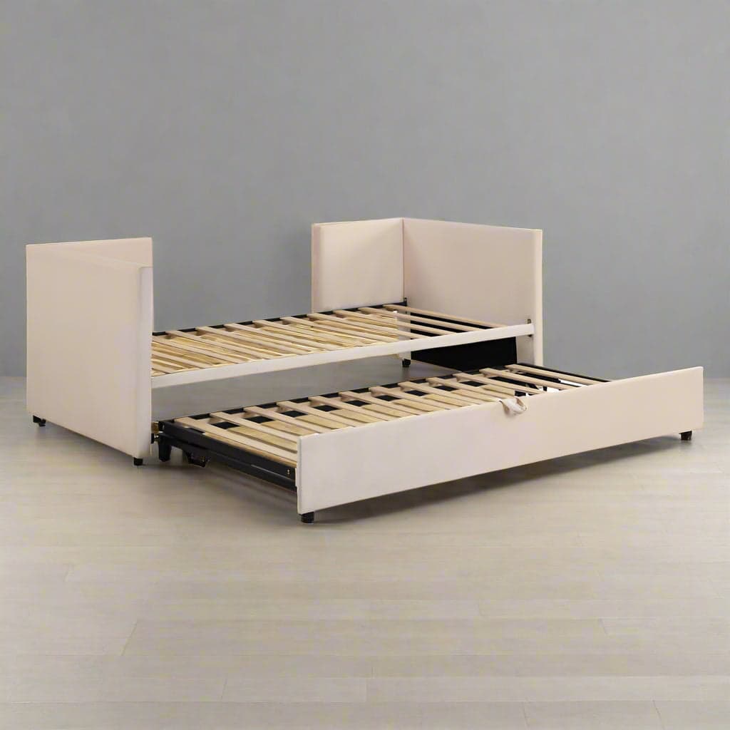 Teen Adult Twin Wood/Velvet Light Brown Daybed w Trundle FFE258-522 - Image 1