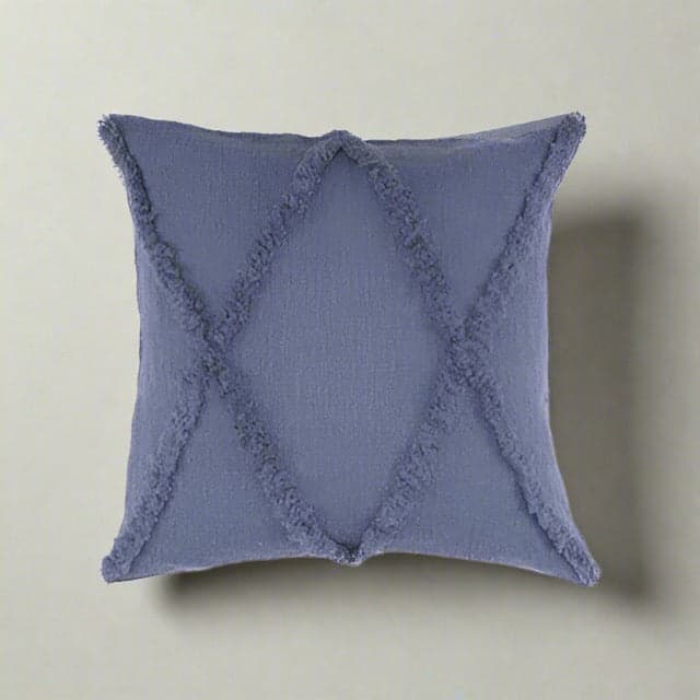 Pair LR Home Reed Denim Blue Tufted 18x18 Throw Pillows FFE258-540 - Image 1