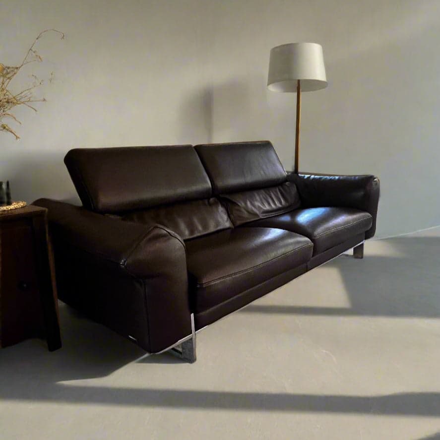 Roche Bobois Quantum 3 Seat Large Brown Leather Sofa Couch DS274-1 - Thumbnail 2