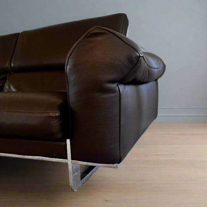 Roche Bobois Quantum 3 Seat Large Brown Leather Sofa Couch DS274-1 - Thumbnail 5