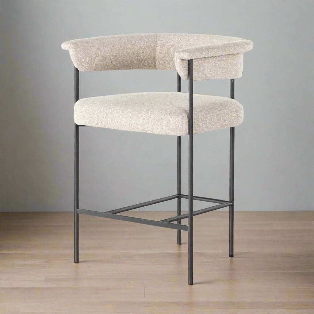 Lulu & Georgia Kyleigh Beige Boucle Black Iron Frame Counter Stool FFE258-572 - Thumbnail 2