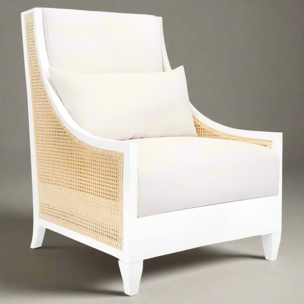 Bungalow 5 Villa & House Raleigh Coastal Eggshell White Mahogany Cane Club Chair MB1-1 - Image 1
