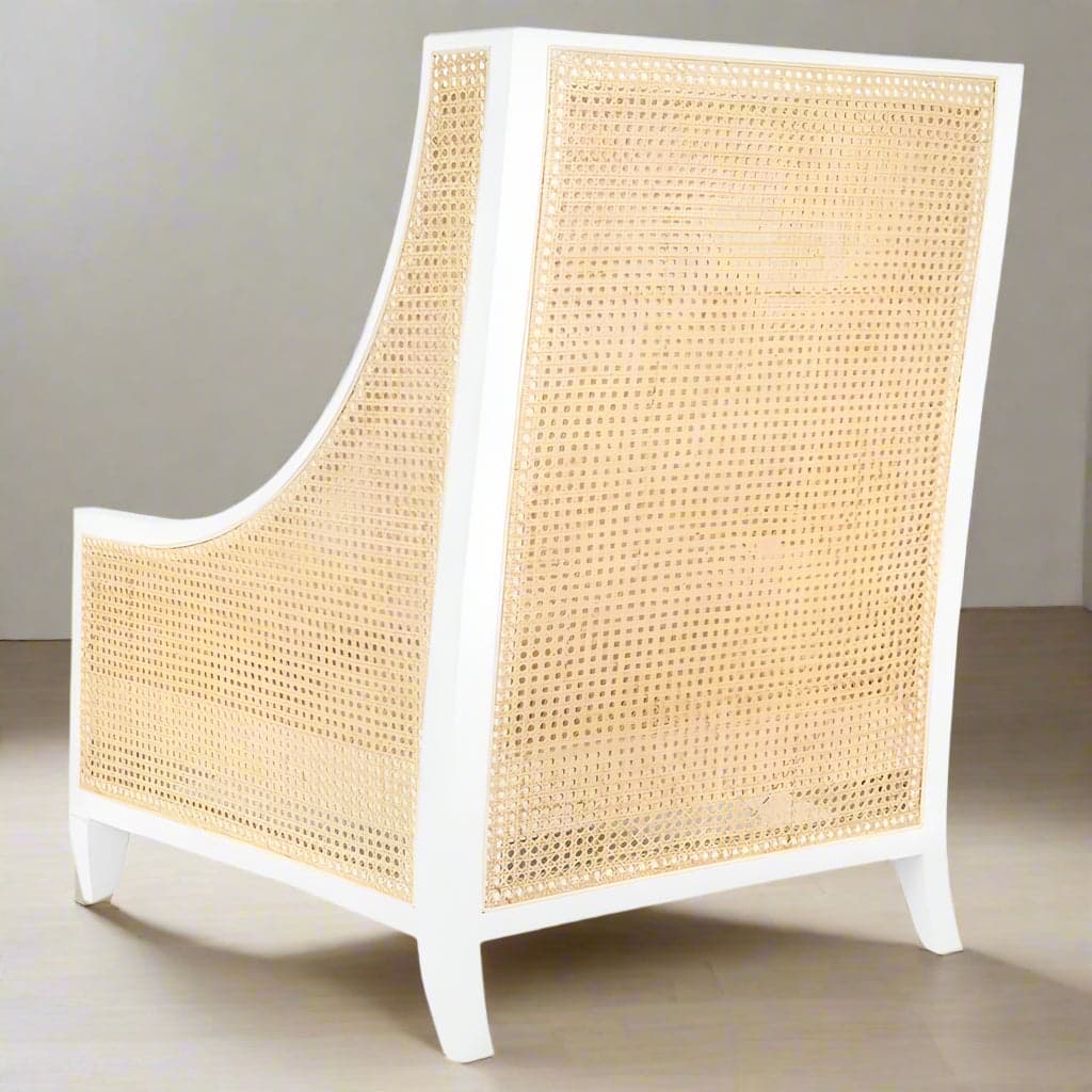 Bungalow 5 Villa & House Raleigh Coastal Eggshell White Mahogany Cane Club Chair MB1-1 - Thumbnail 3