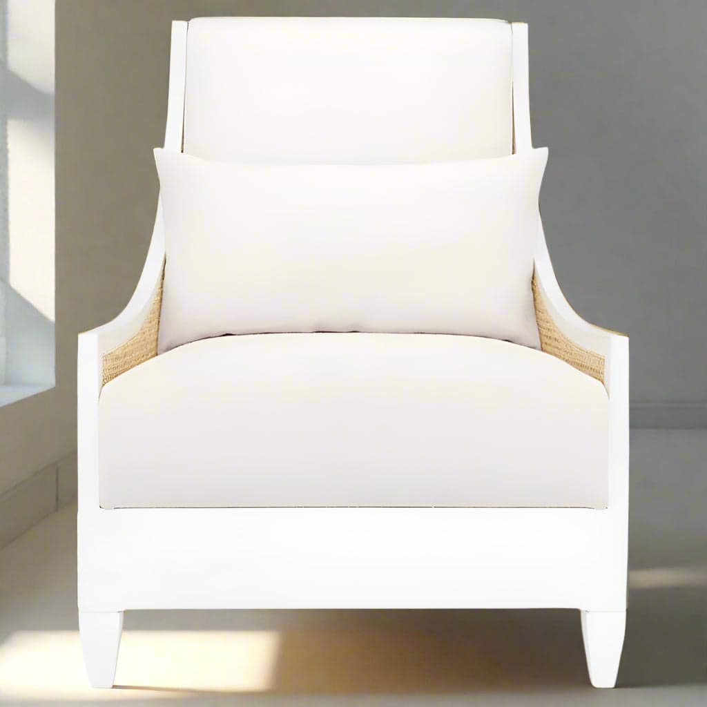 Bungalow 5 Villa & House Raleigh Coastal Eggshell White Mahogany Cane Club Chair MB1-1 - Thumbnail 2