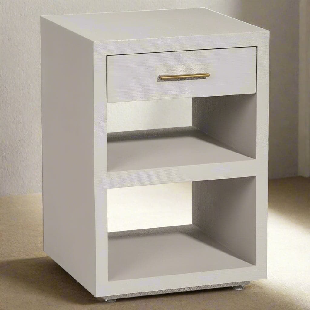 Interlude Livia Modern Classic Sand Beige Faux Linen Nightstand MB1-10 - Image 1