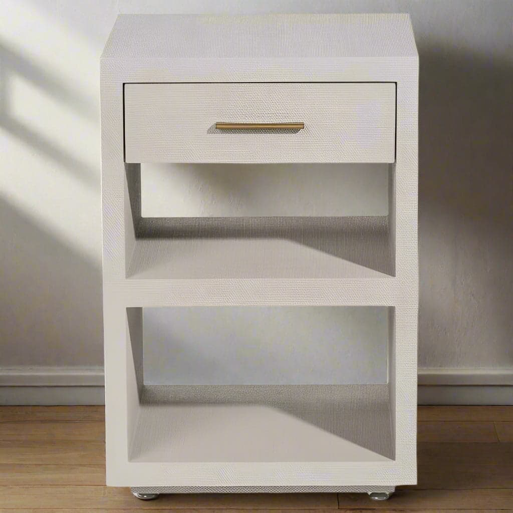 Interlude Livia Modern Classic Sand Beige Faux Linen Nightstand MB1-10 - Thumbnail 2