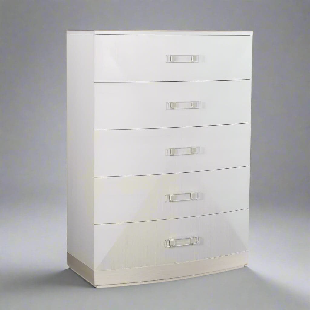 Bernhardt Lucille Modern Classic White Grey Wood Tall Tallboy Chest Dresser MB1-26 - Thumbnail 2
