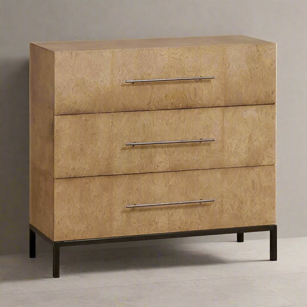 ELK Andrew Rustic Lodge Natural Burl Mahogany / Black Iron 3 Drawer Dresser MB1-43 - Thumbnail 2