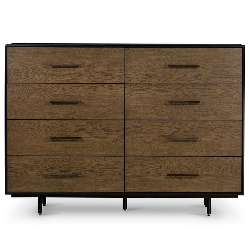 Four Hands Carrey MCM Oak / Black Iron Frame 8 Drawer Double Dresser MB1-60 - Thumbnail 3
