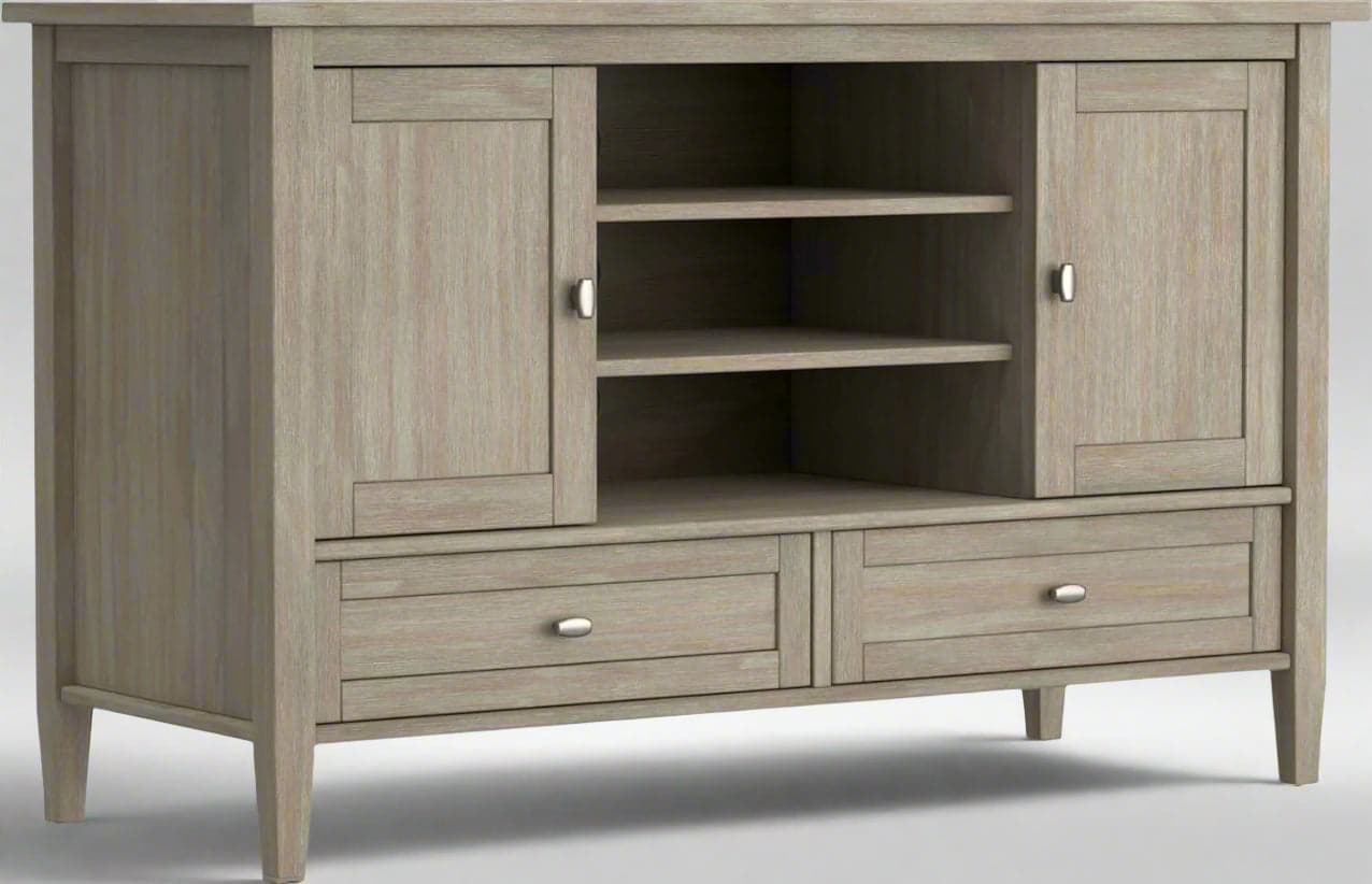 Solid Distressed Grey Wood 47" Shaker TV Media Stand for TVs up to 50" FFW258-596 - Image 1