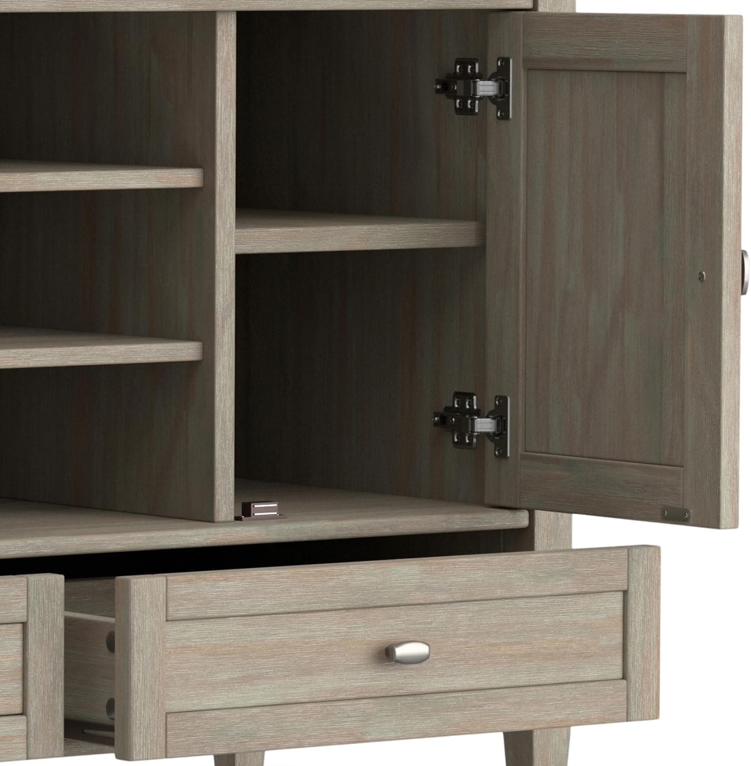 Solid Distressed Grey Wood 47" Shaker TV Media Stand for TVs up to 50" FFW258-596 - Thumbnail 2