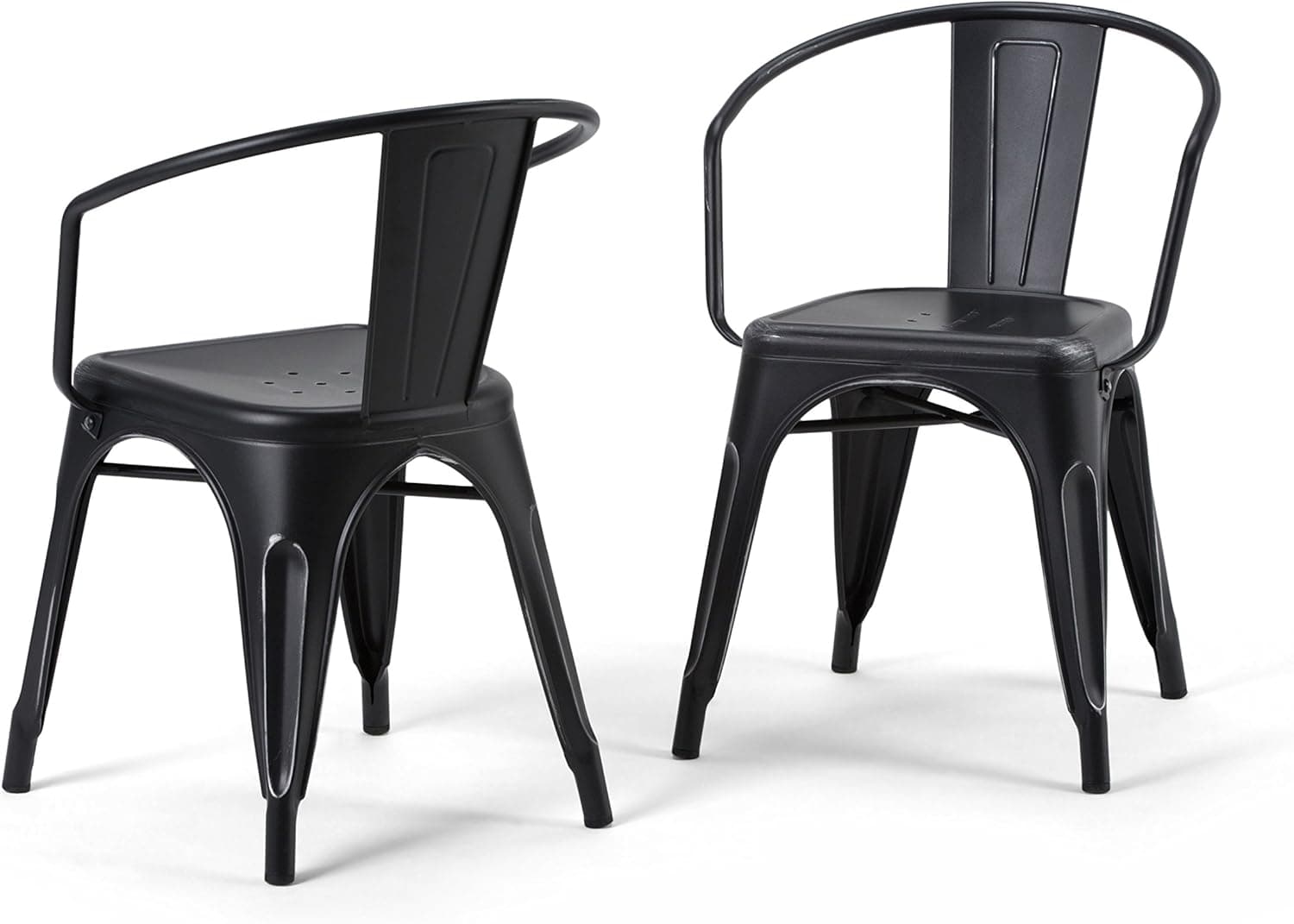 Larkin Metal Dining Arm Chair (Set of 2) in Distressed Black, Silver FFW258-602 - Thumbnail 2