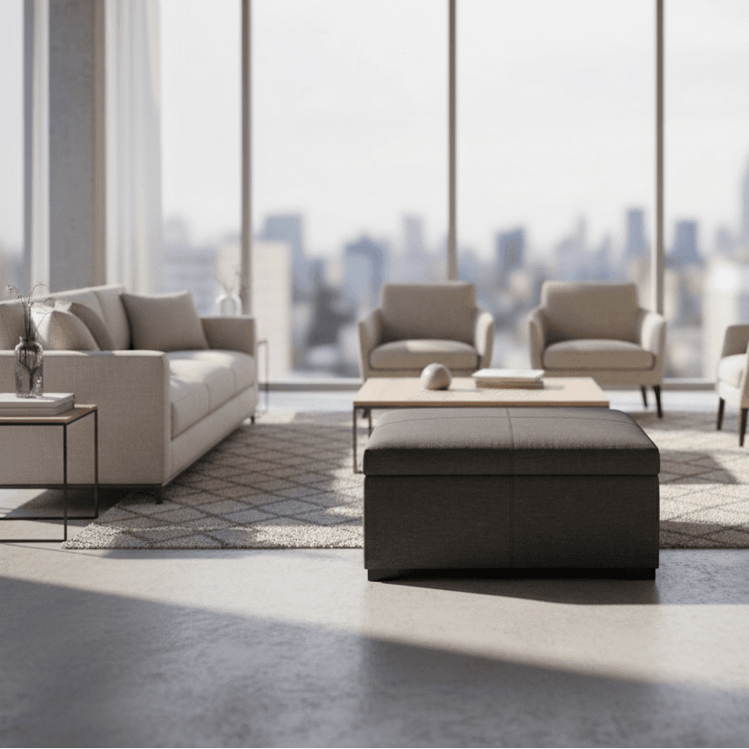 Gabbie Square Storage Ottoman in Upholstered Slate Grey FFW258-589 - Image 1