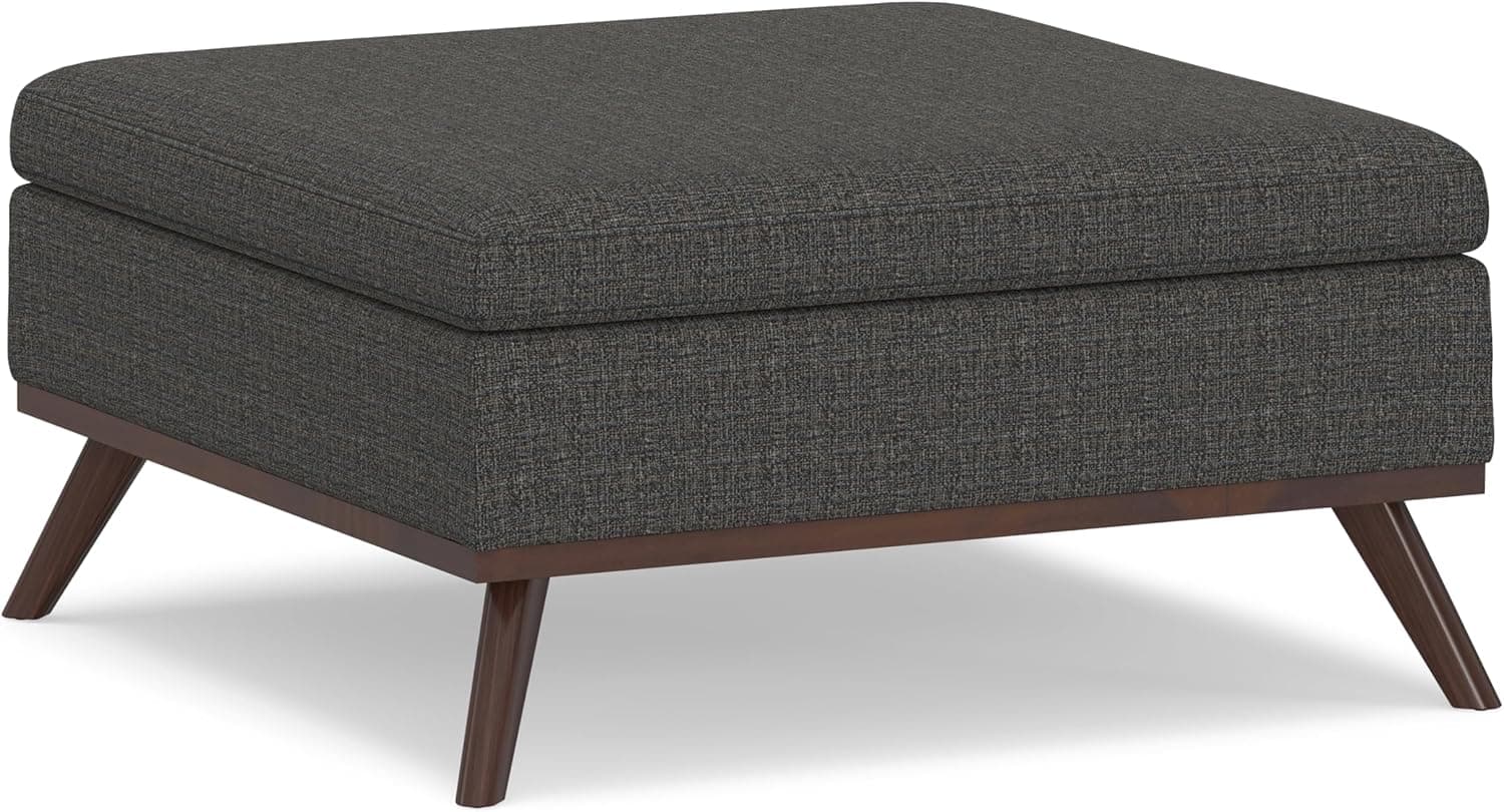 Owen 36" Coffee Table Storage Ottoman in Ebony Tweed Fabric FFW258-611 - Thumbnail 2