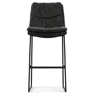 Danika Bar Stool (Set of 2) Charcoal Grey Vegan Leather FFW258-677 - Thumbnail 2